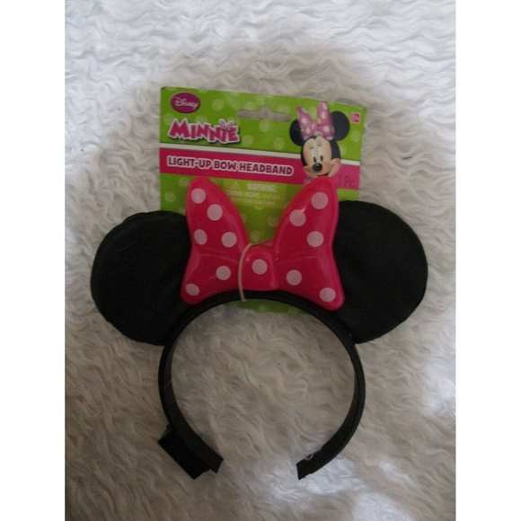 Disney Girl Minnie Mouse Halloween Costume Pink Dress Headband Ears Light Up Bow - Picture 1 of 5